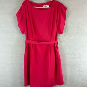 Eliza J Women's Missy Dress Size 14 Red Pleated Pockets Belted Lined Shower NWT
